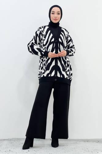 Zebra Desenli Triko Takım TSD221009 Siyah 
