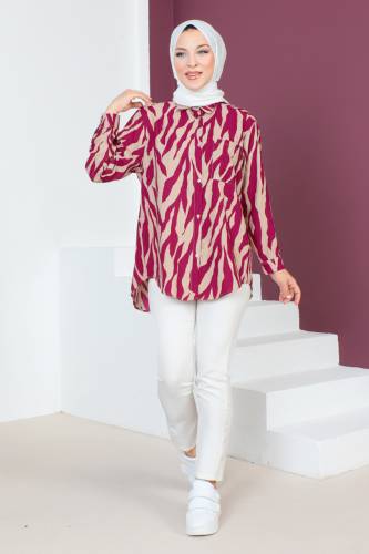 Zebra Desenli Tunik TSD230639 Fuşya 