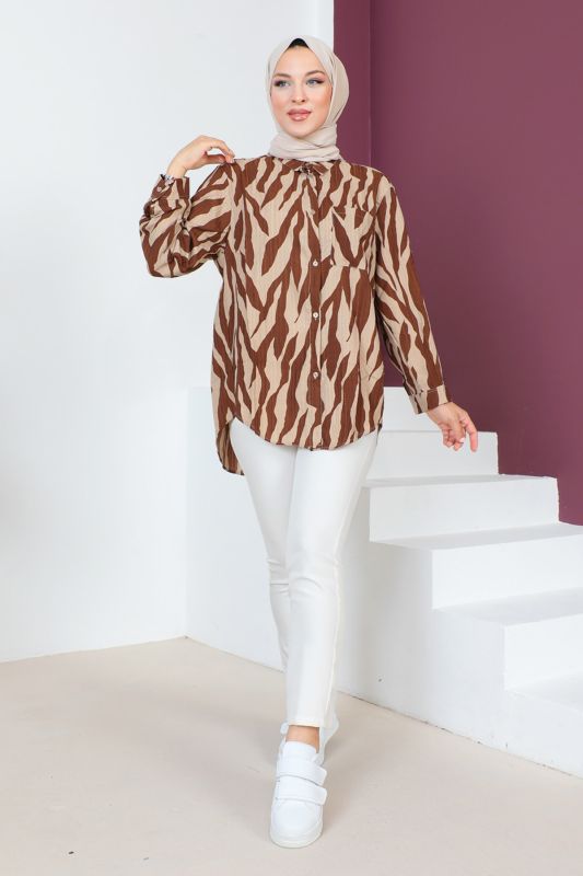Zebra Desenli Tunik TSD230639 Kahverengi - 1