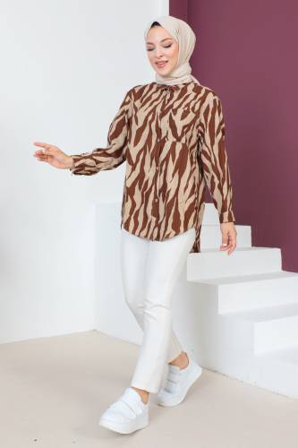 Zebra Desenli Tunik TSD230639 Kahverengi - 3