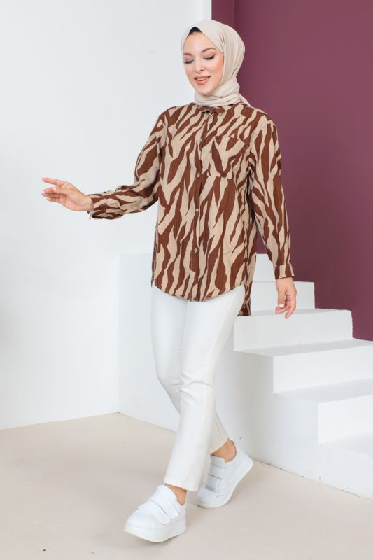 Zebra Desenli Tunik TSD230639 Kahverengi - 3