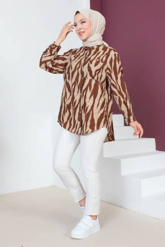 Zebra Desenli Tunik TSD230639 Kahverengi - 4