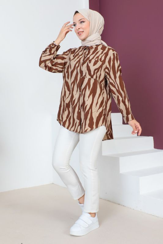 Zebra Desenli Tunik TSD230639 Kahverengi - 4