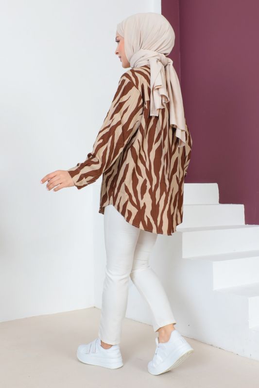 Zebra Desenli Tunik TSD230639 Kahverengi - 5