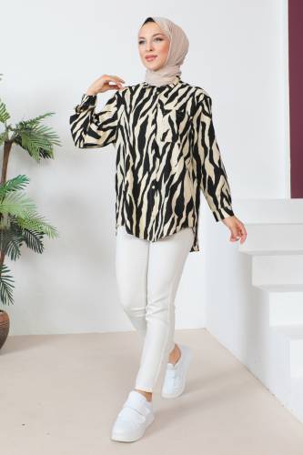 Zebra Desenli Tunik TSD230639 Siyah 
