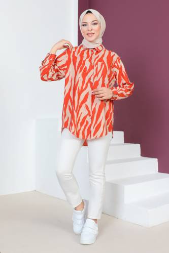 Zebra Desenli Tunik TSD230639 Turuncu 