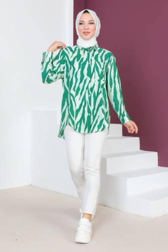 Zebra Desenli Tunik TSD230639 Yeşil 