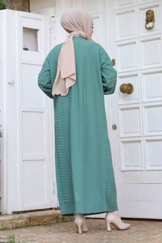 Zikzak Desenli Triko Elbise TSD240215 Mint Yeşili - 5