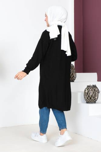 Zikzak Desenli Triko Hırka TSD230712 Siyah - 5