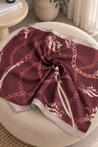 Zincir Desenli Şal TSD260295 Bordo - Tesettür Dünyası (1)