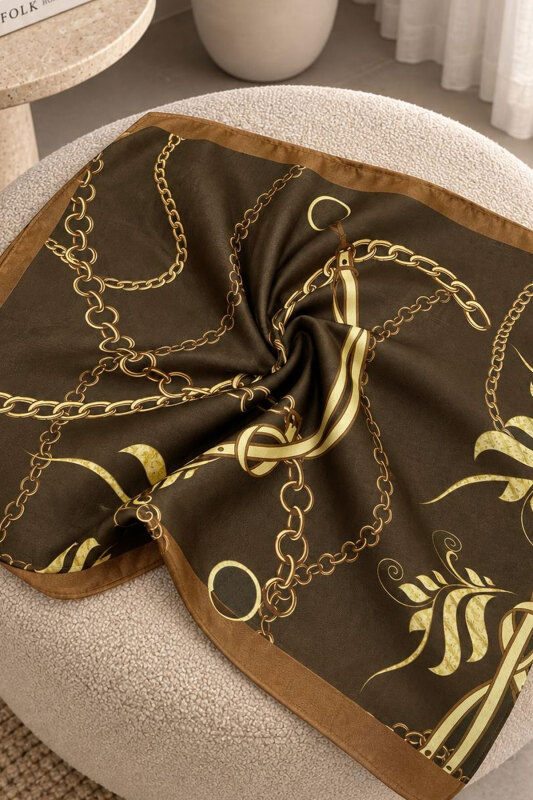 Zincir Desenli Şal TSD260295 Yeşil - Tesettür Dünyası (1)