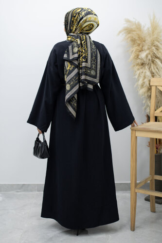 Zincir Kemerli Elbise TSD260191 Siyah - 7