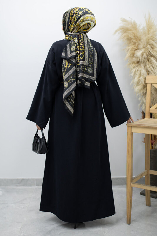 Zincir Kemerli Elbise TSD260191 Siyah - 7
